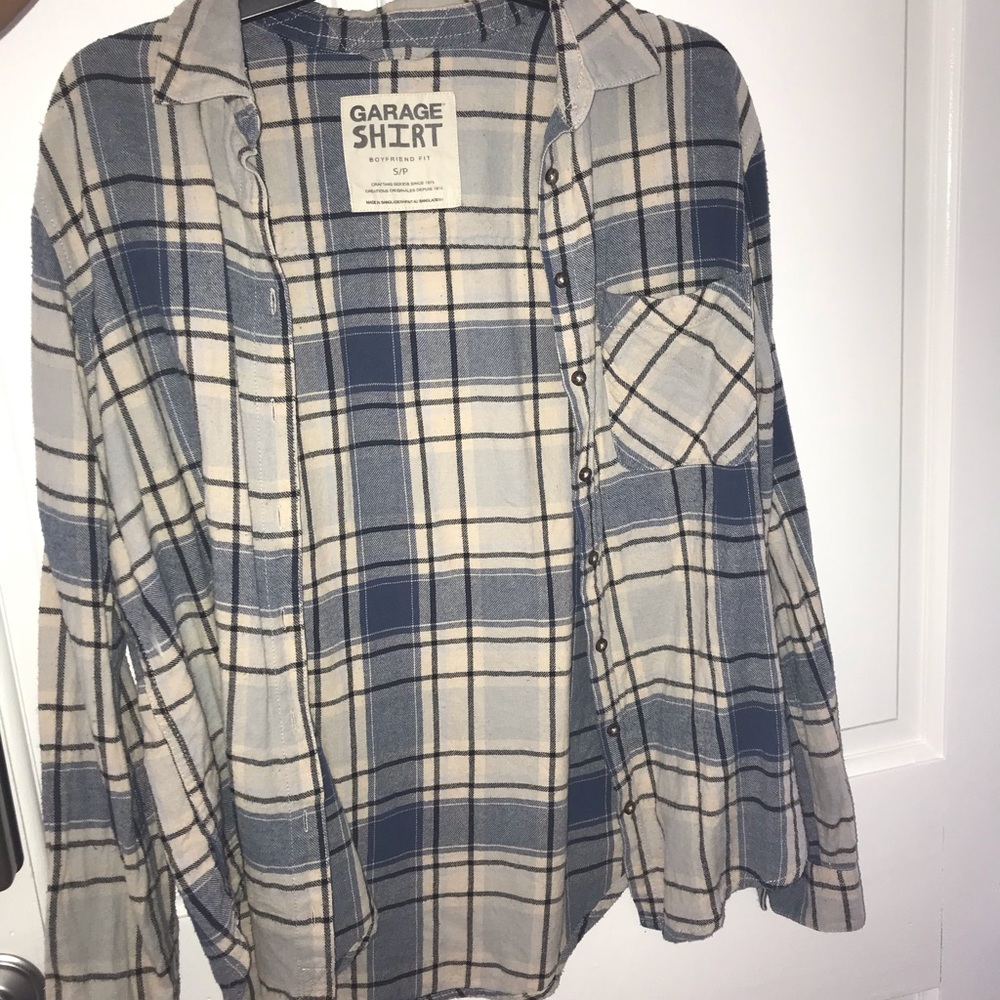 Plaid boyfriend fit long sleeve shirt